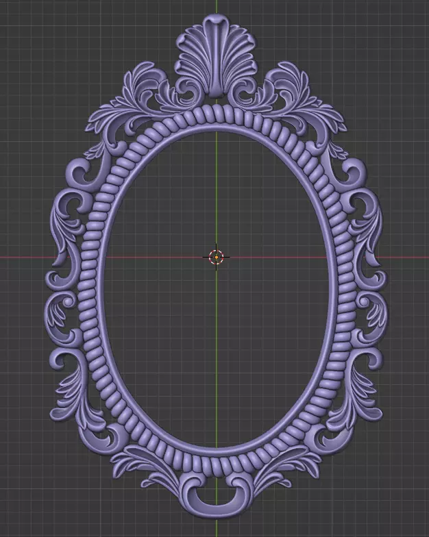 elegant oval shape of the mirror frame 3D model_0