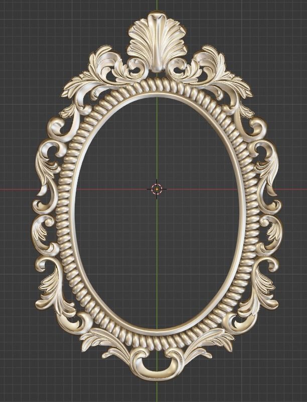 elegant oval shape of the mirror frame 3D model_3