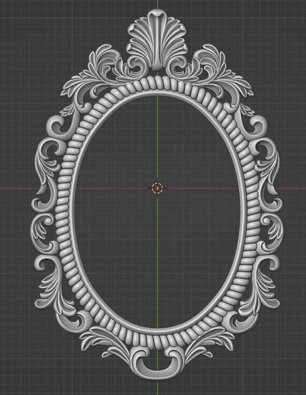 elegant oval shape of the mirror frame 3D model_2