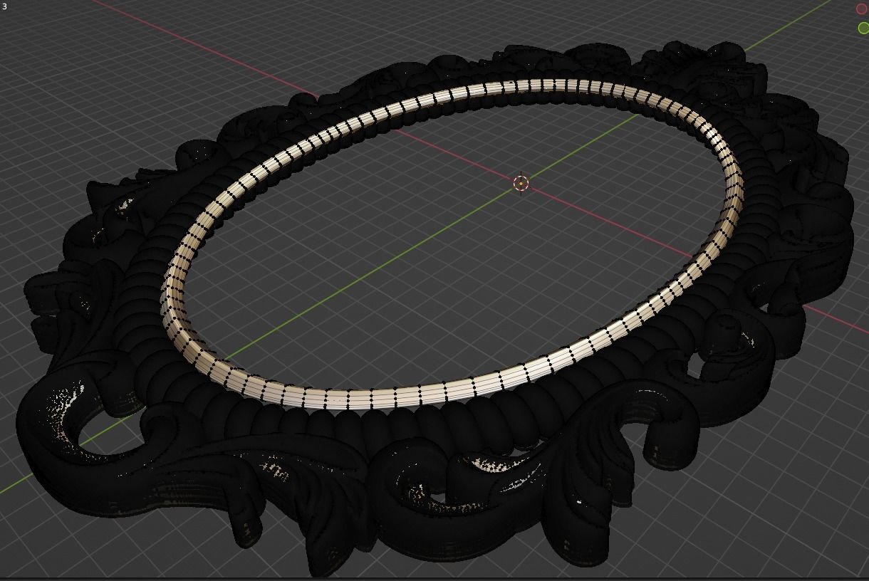 elegant oval shape of the mirror frame 3D model_6