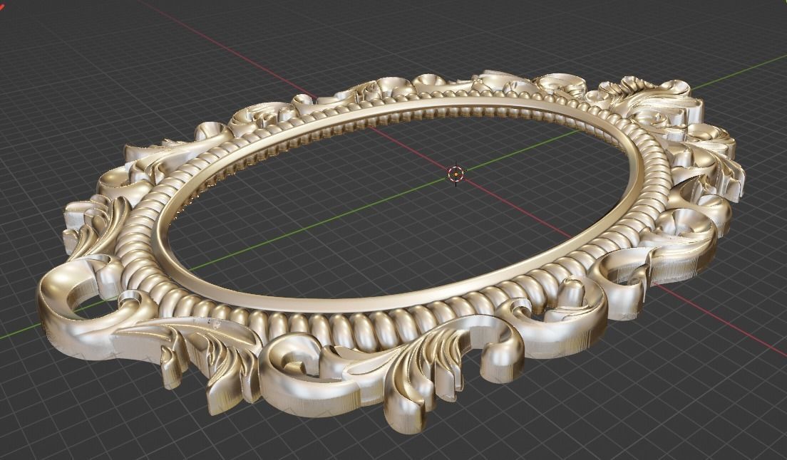 elegant oval shape of the mirror frame 3D model_4