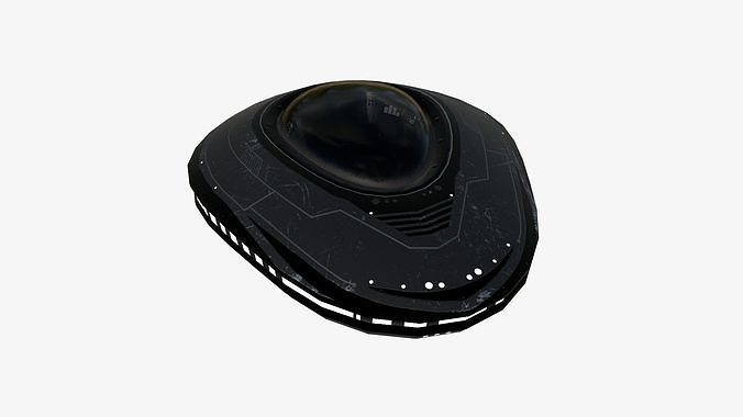 Alien Spaceship UFO C10 Full Black - Sci Fi Spacecraft Design Low-poly 3D model