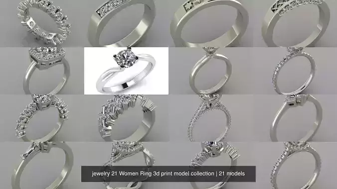 jewelry 21 Women Ring 3d print model collection 
