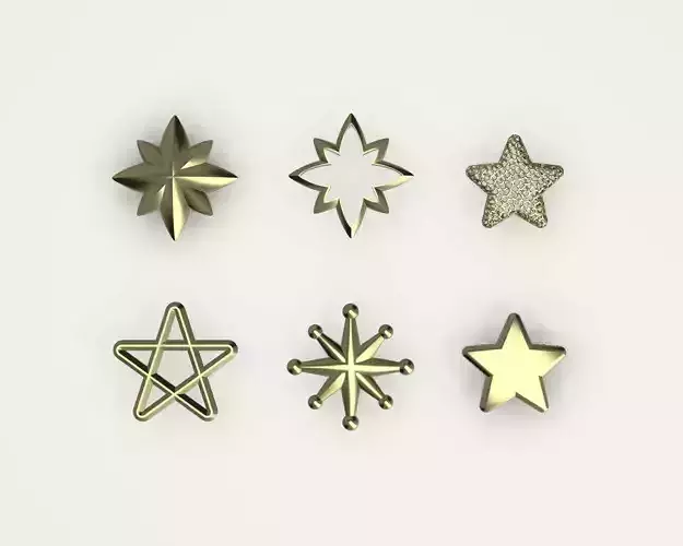 Set of six 3D models of stars ver2