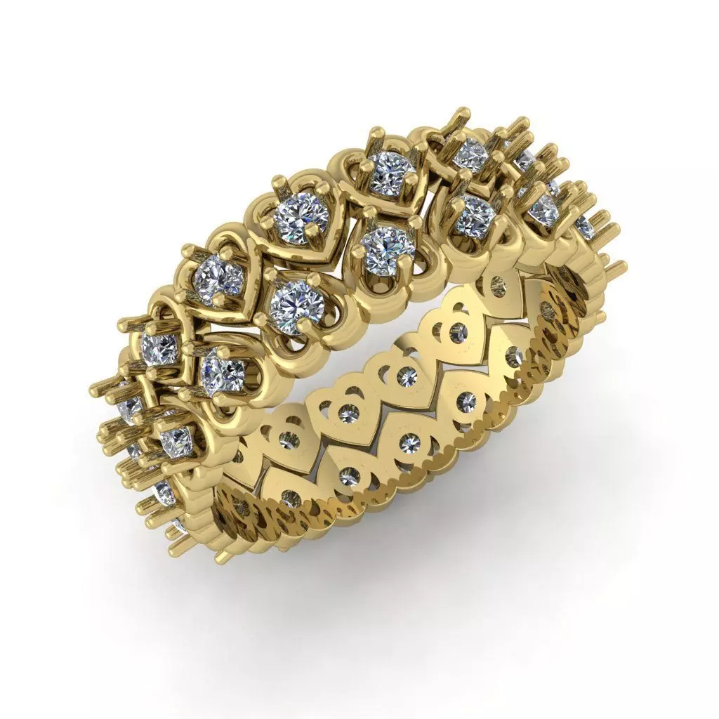 Wedding Band with Heart Shape Halos 3D print model