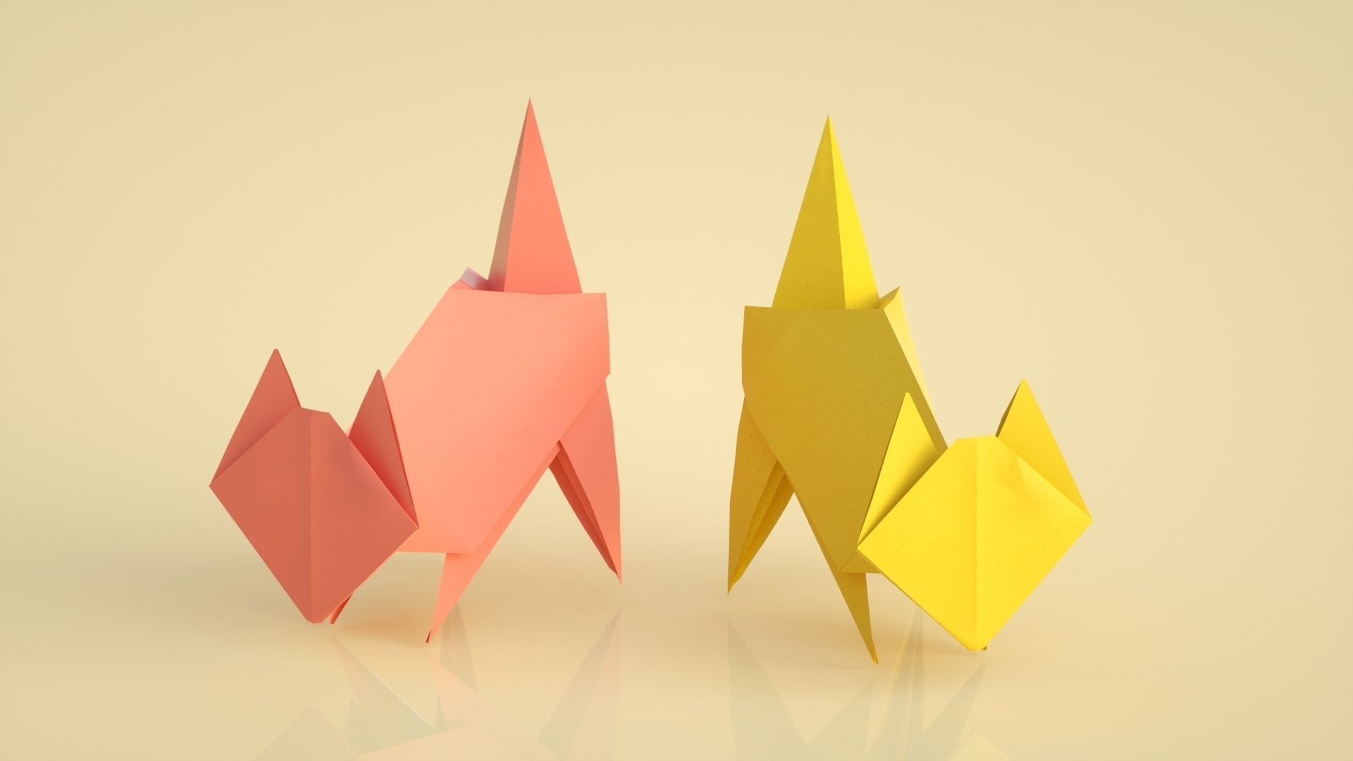Fox origami lowpoly origami animal 3D model_1