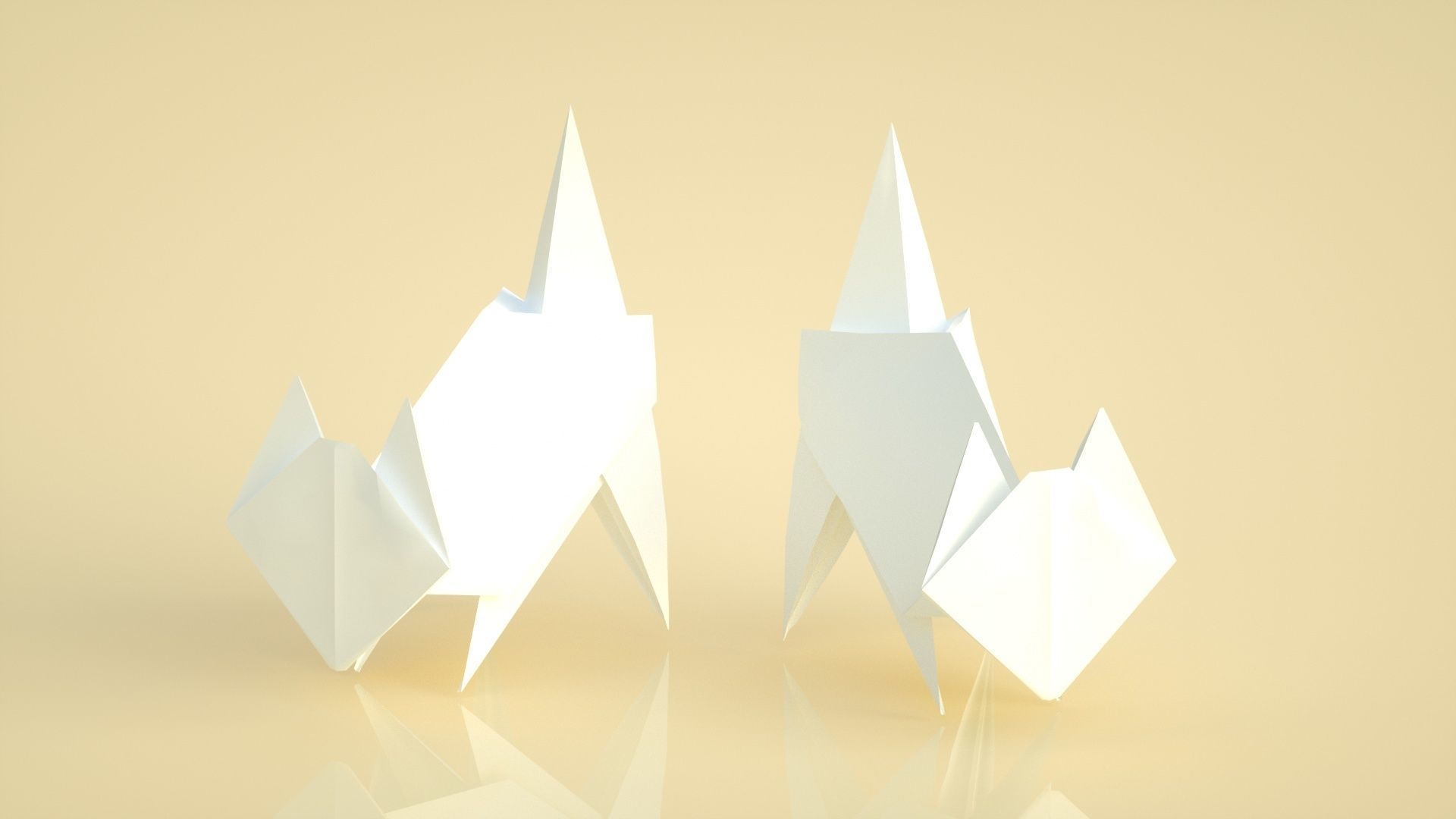 Fox origami lowpoly origami animal 3D model_2