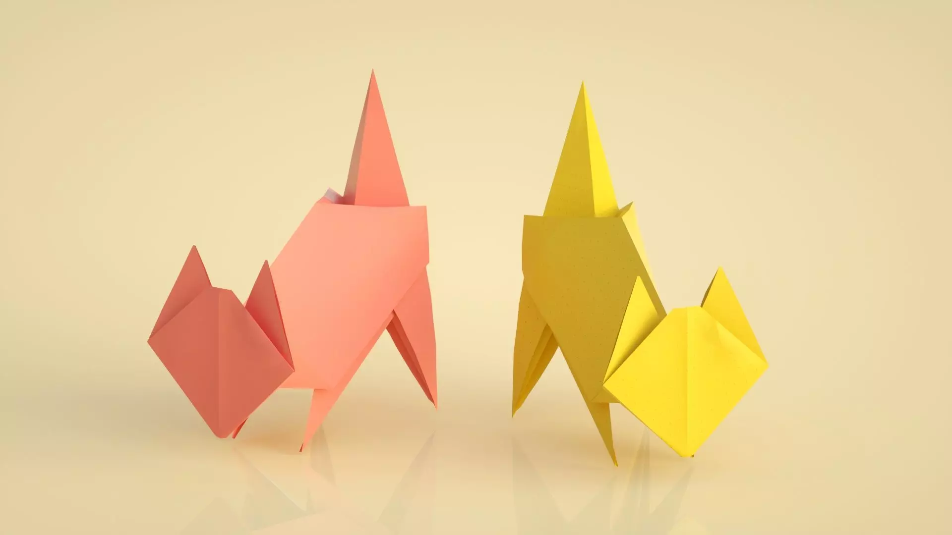 Fox origami lowpoly origami animal 3D model_0