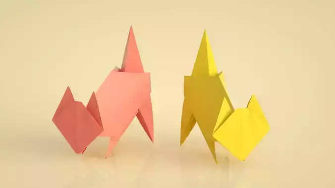 Fox origami lowpoly origami animal