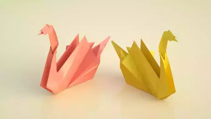 swan origami origami animal lowpoly