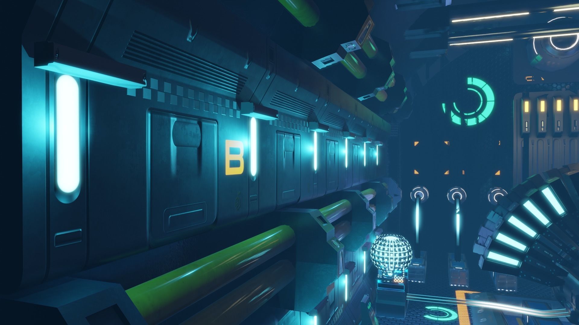 Futuristic Sci-Fi Generator Room Low-poly 3D model_3