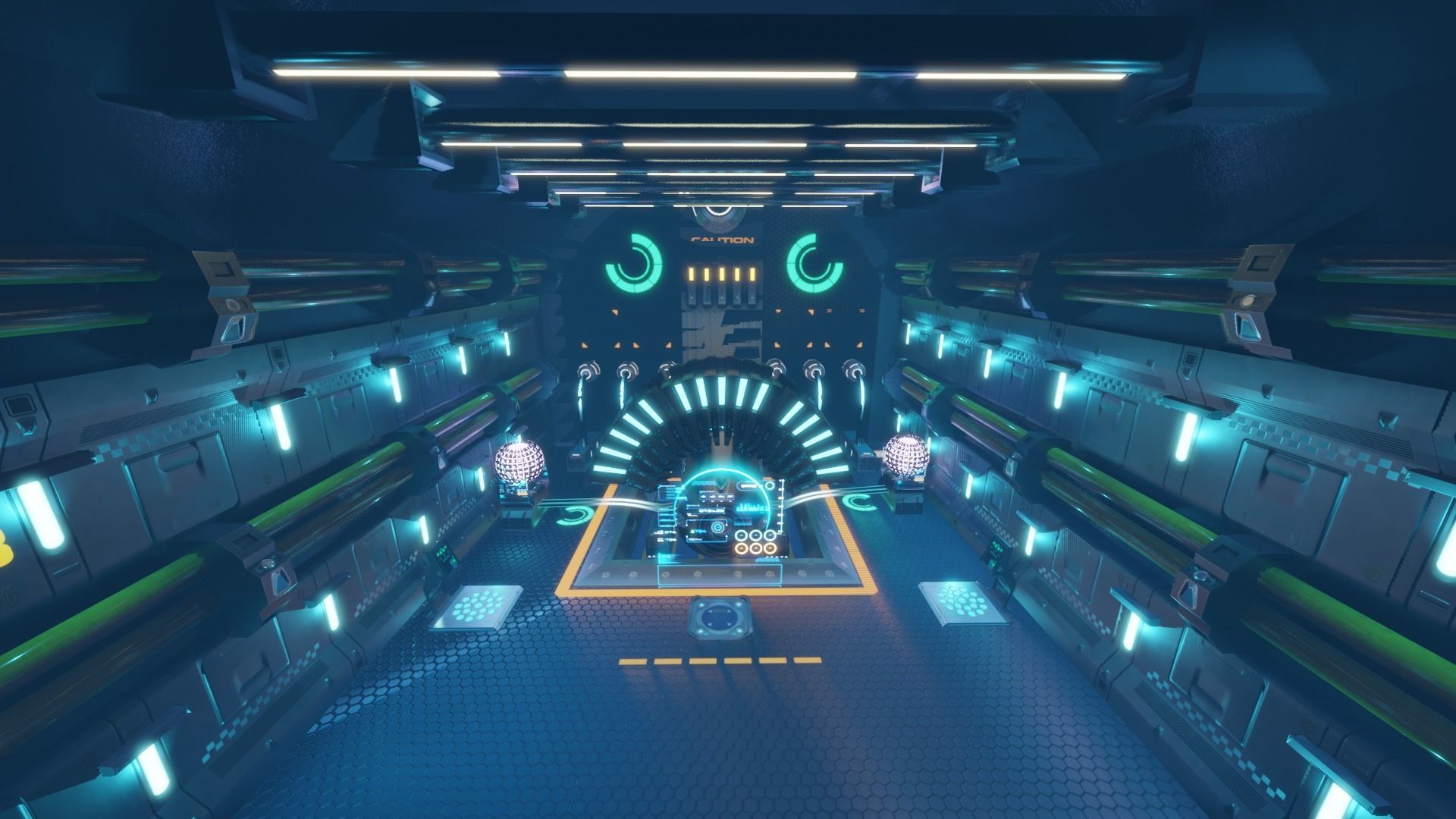 Futuristic Sci-Fi Generator Room Low-poly 3D model_2