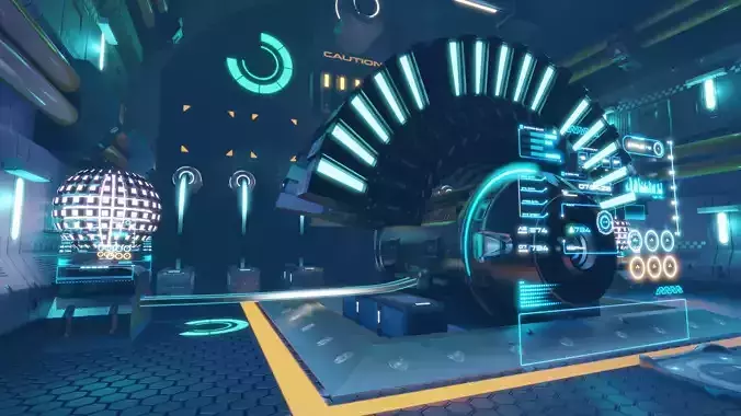 Futuristic Sci-Fi Generator Room Low-poly 3D model