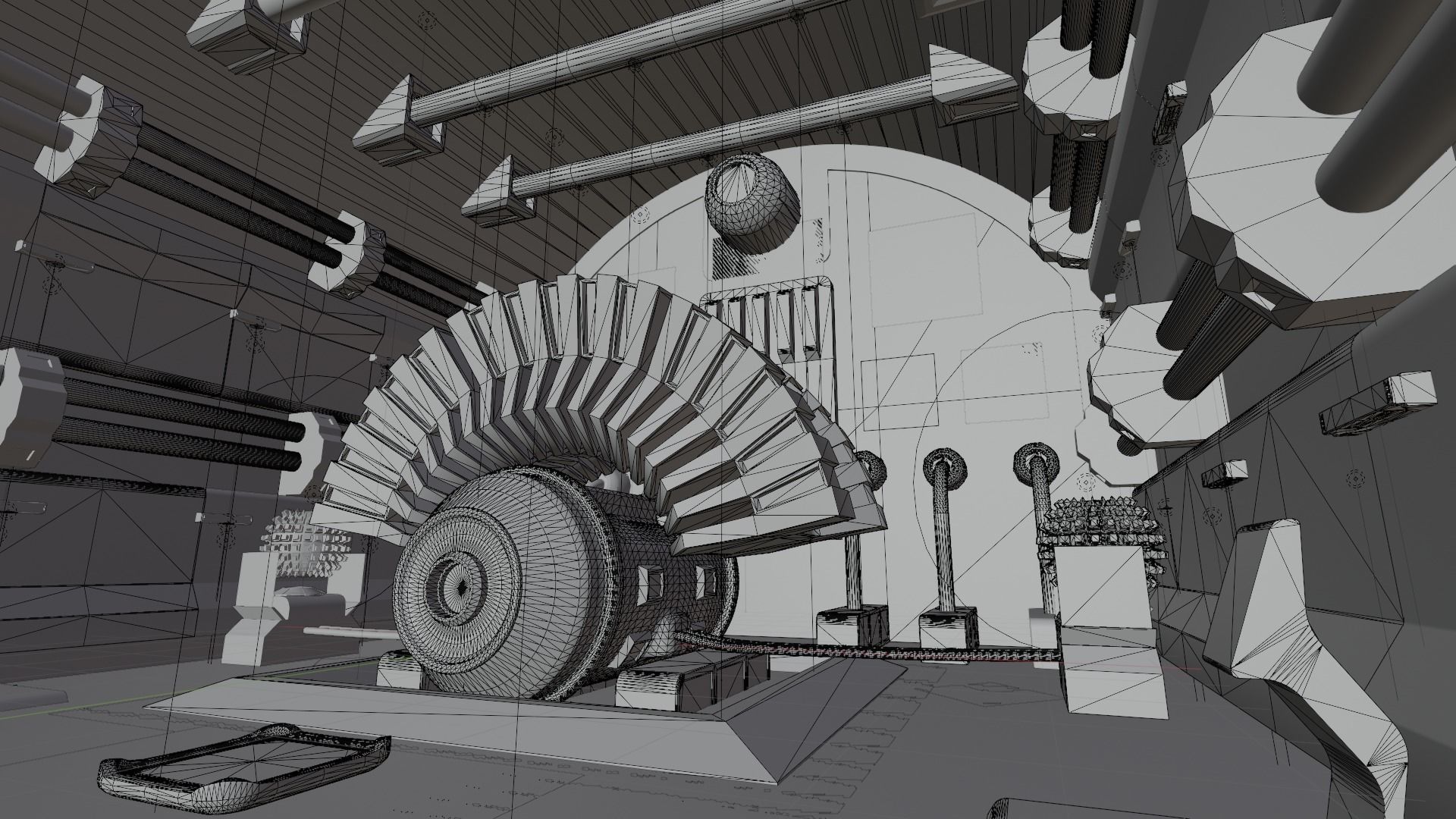 Futuristic Sci-Fi Generator Room Low-poly 3D model_8