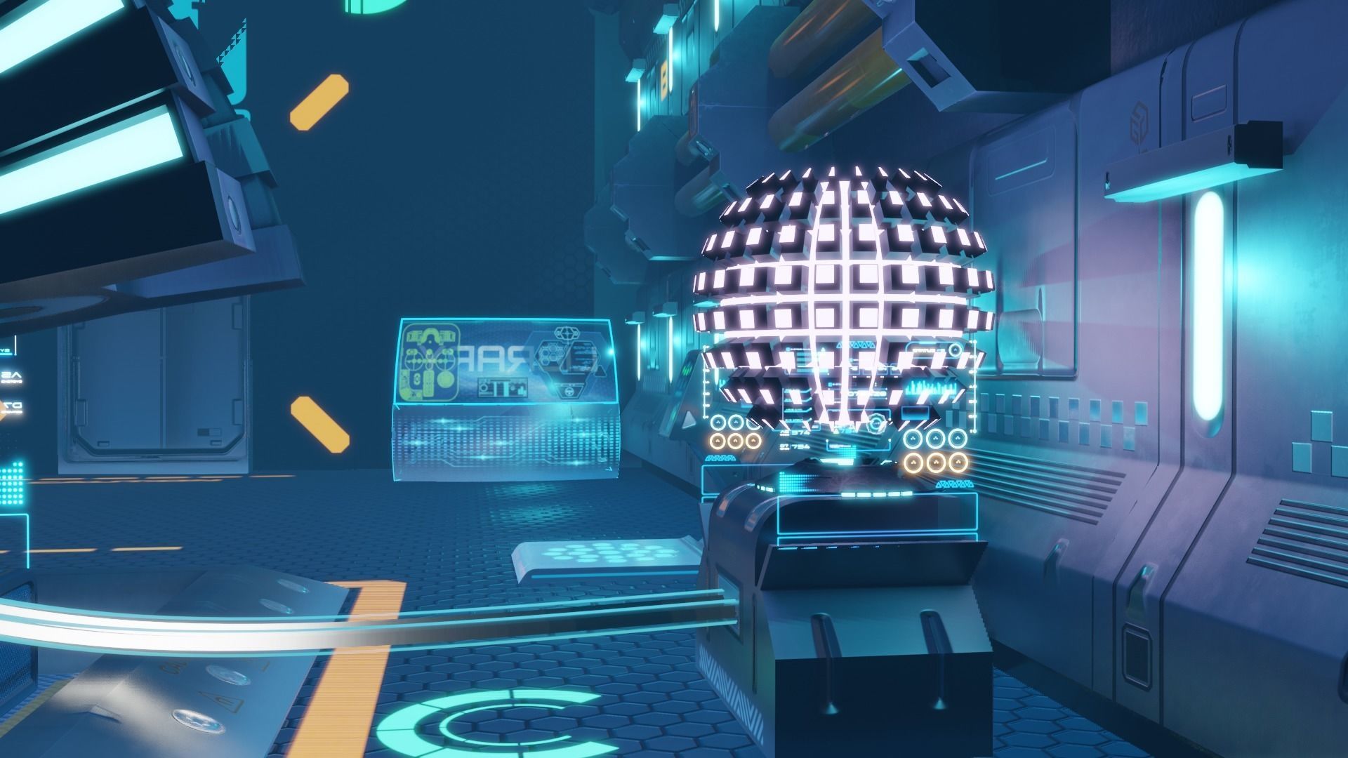 Futuristic Sci-Fi Generator Room Low-poly 3D model_16