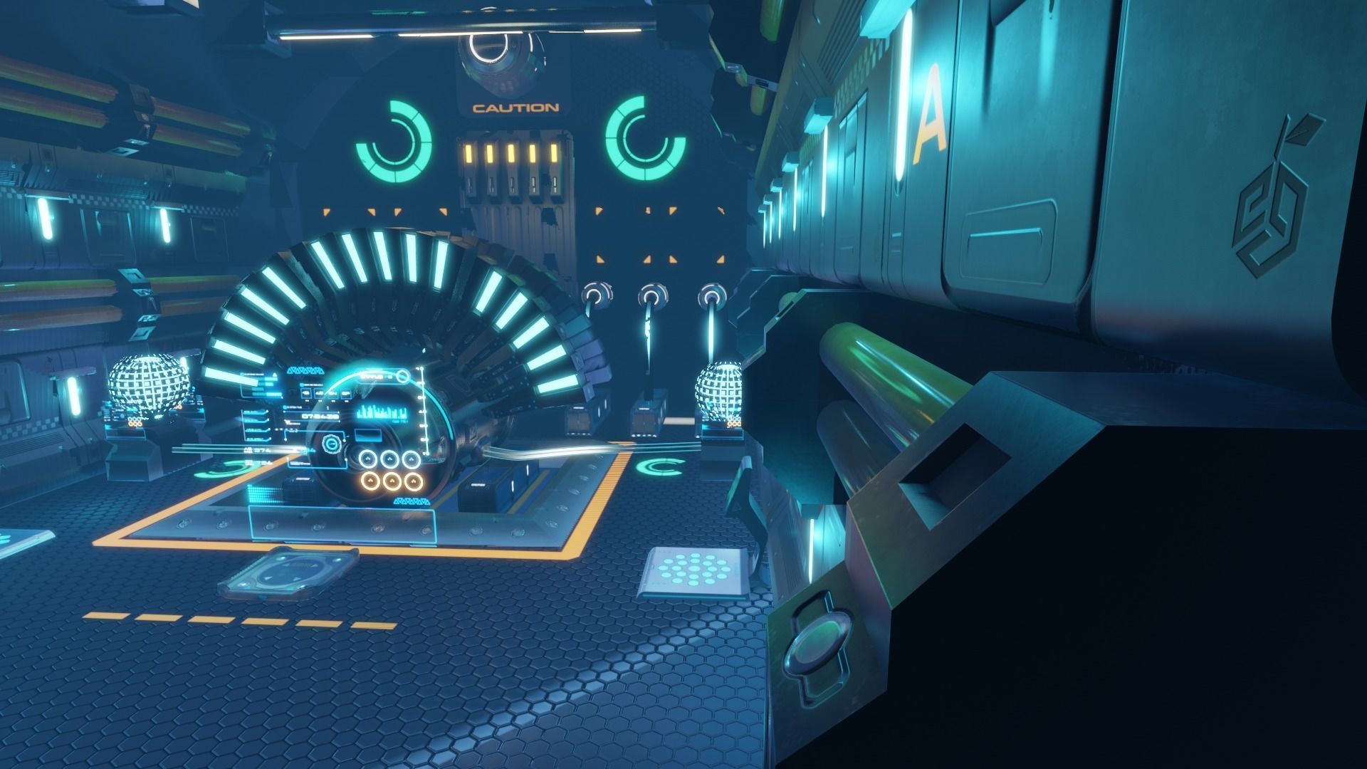 Futuristic Sci-Fi Generator Room Low-poly 3D model_12