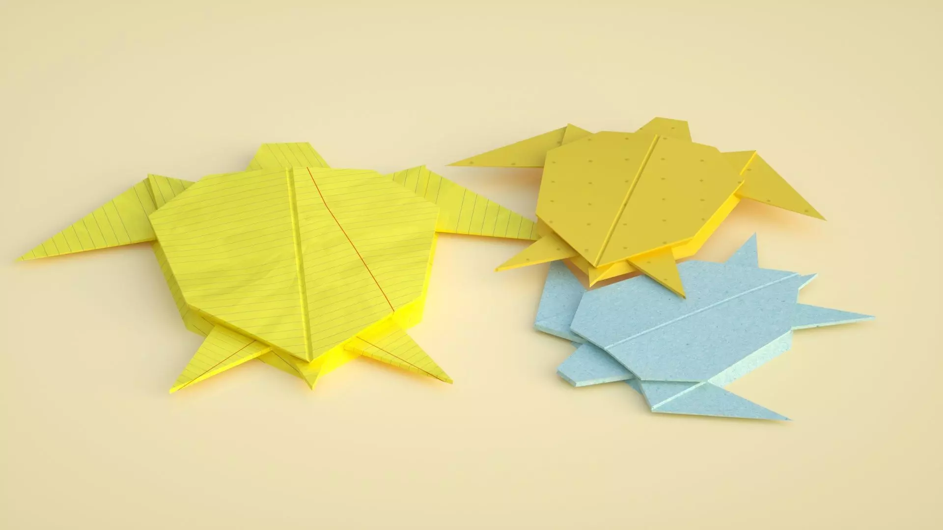 turtle origami origami animal lowpoly 3D model_0