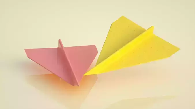 paper airplane origami airplane lowpoly