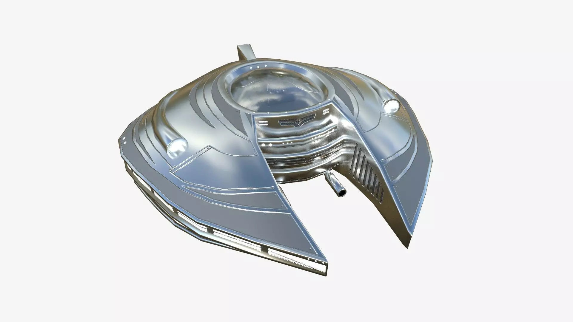 Alien Spaceship UFO D02 Aluminum - Sci Fi Spacecraft Design Low-poly 3D model