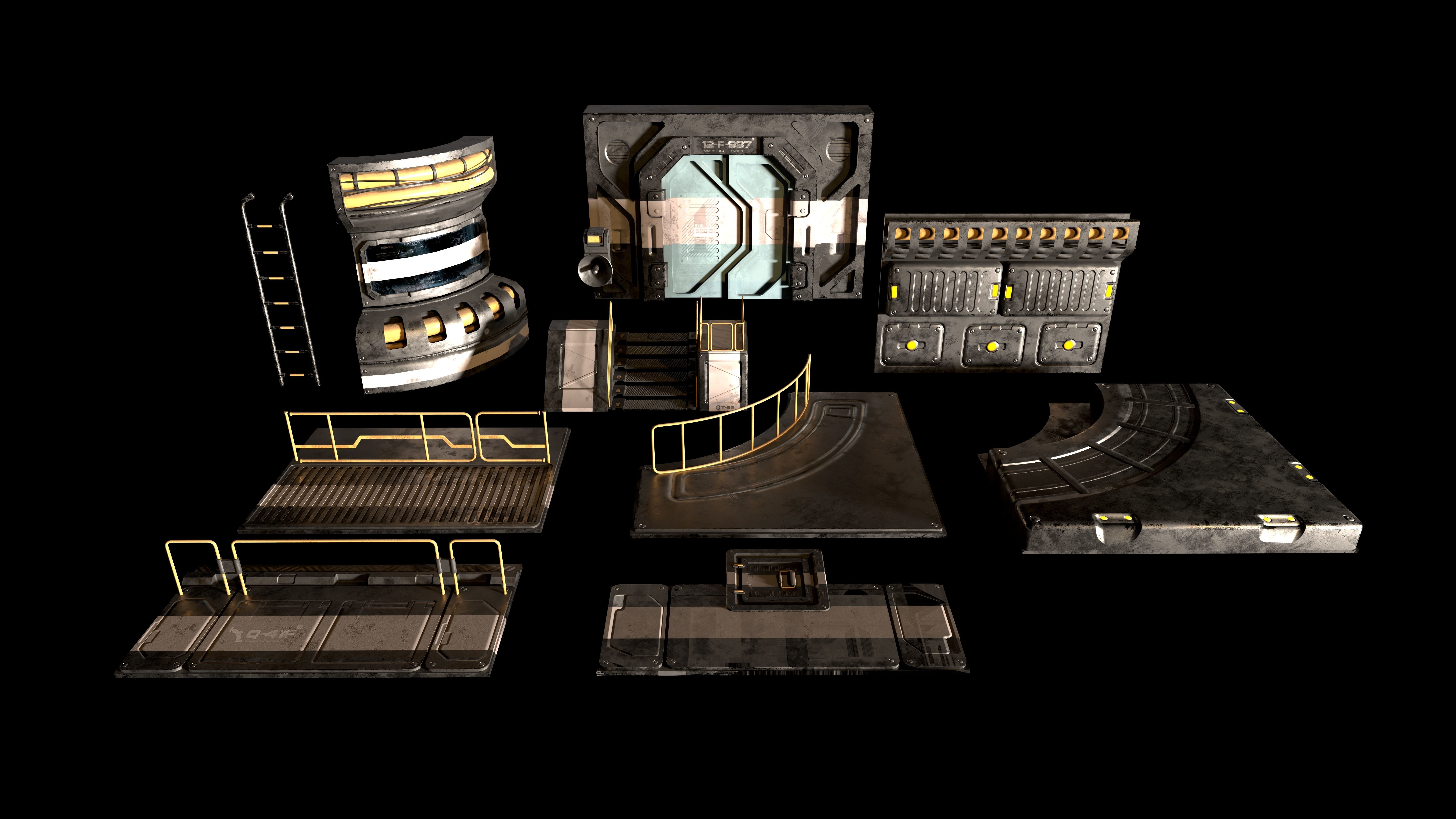 Sci-fi Corridor Modular Kit Vol 01 3D model | CGTrader