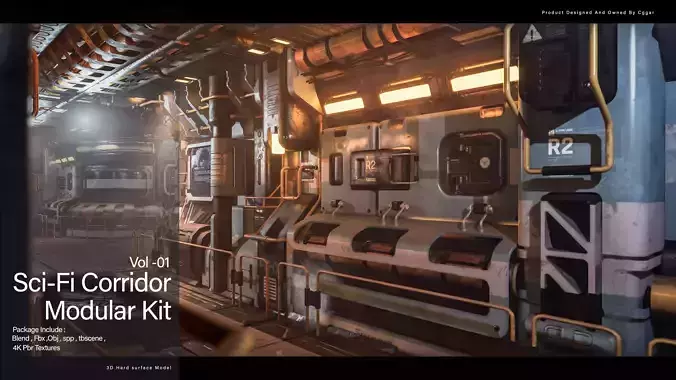 Sci-fi Corridor Modular Kit Vol 01 3D model