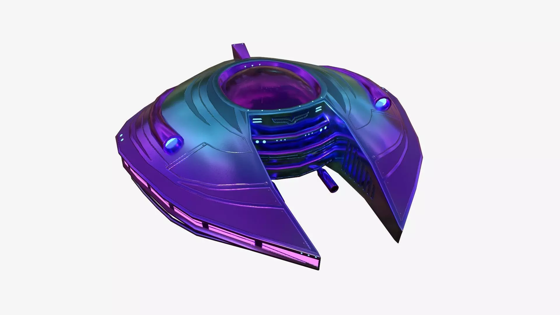 Alien Spaceship UFO D04 Purple Blue - Sci Fi Spacecraft Design Low-poly 3D model