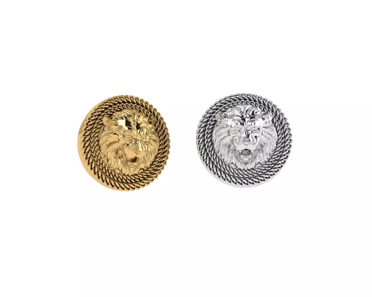 Cufflinks gold lion head 3D print model_0