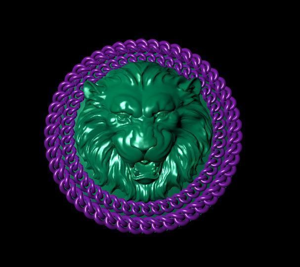 Cufflinks gold lion head 3D print model_3