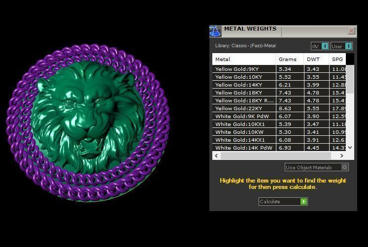 Cufflinks gold lion head 3D print model_5