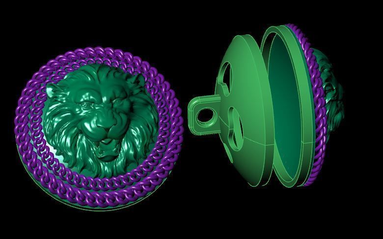 Cufflinks gold lion head 3D print model_4