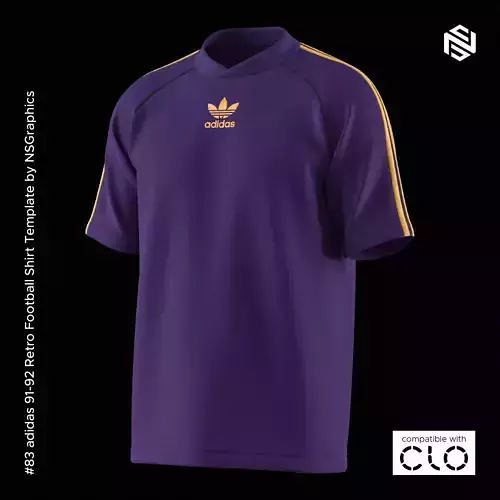 adidas 91-92 Retro Football Shirt for CLO3D-Marvelous Designer 3D model