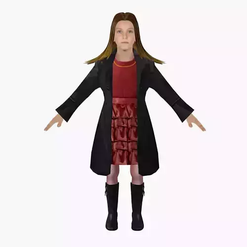 Girl Low Poly in coat and boots