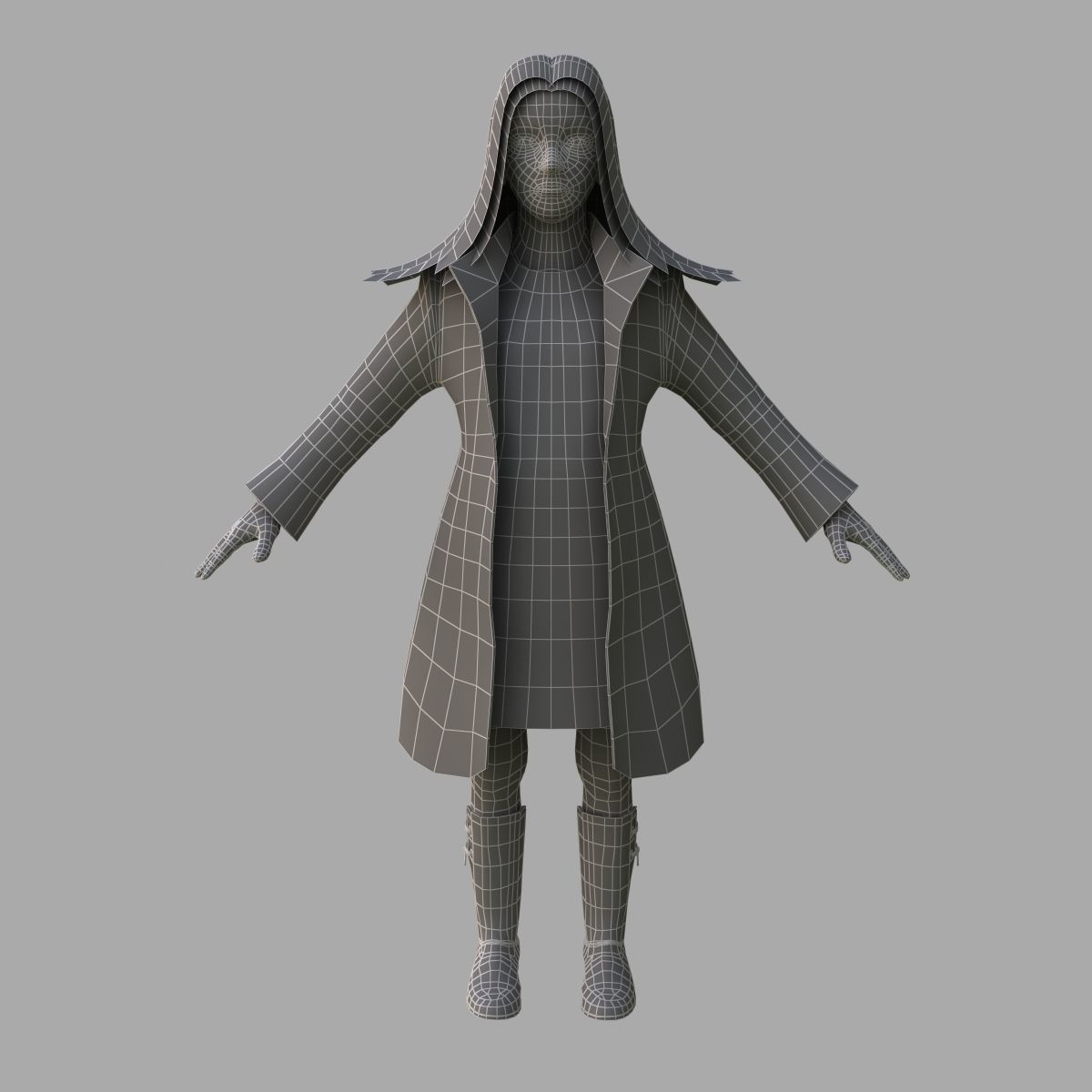 Soft Poly Models 3D model Girl Low Poly in coat and boots VR / AR / low-poly | CGTrader