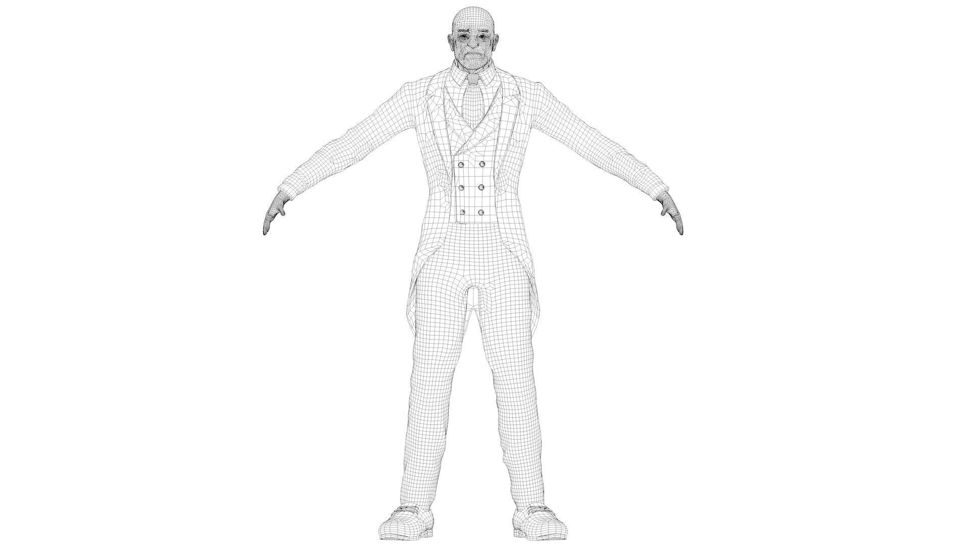 realistic elderly housekeeper old man old gentleman gentleman 3D model_1