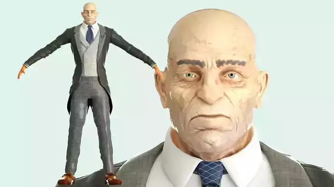 realistic elderly housekeeper old man old gentleman gentleman