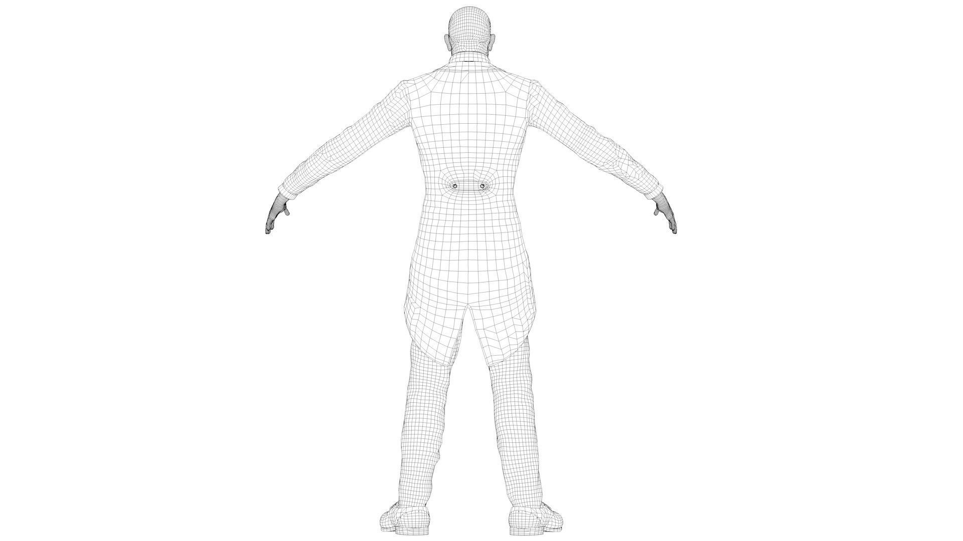 realistic elderly housekeeper old man old gentleman gentleman 3D model_3