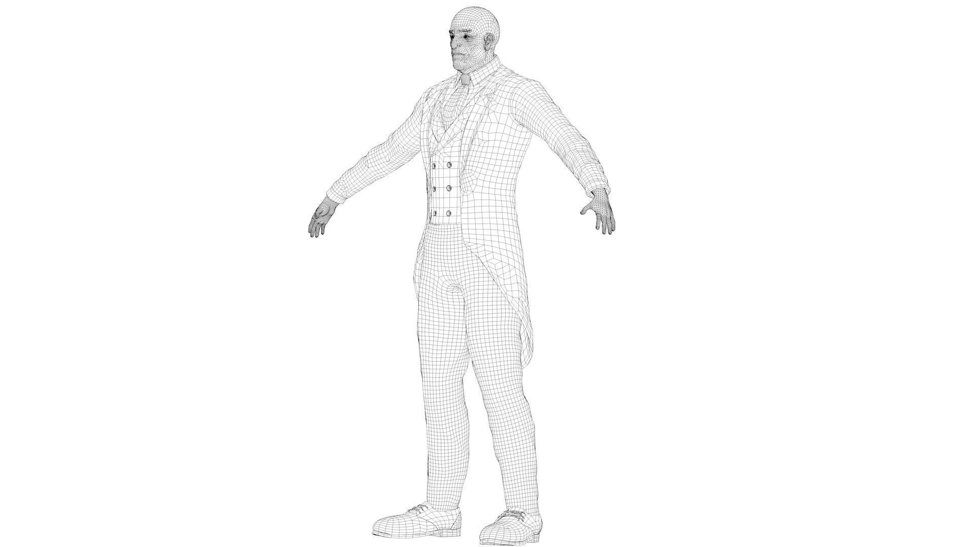realistic elderly housekeeper old man old gentleman gentleman 3D model_2
