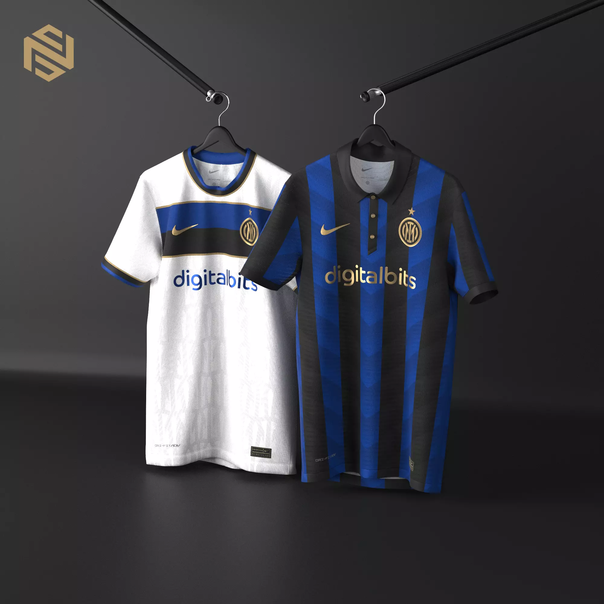 Stick Hanger with Nike Football Shirts for CLO3D 3D model