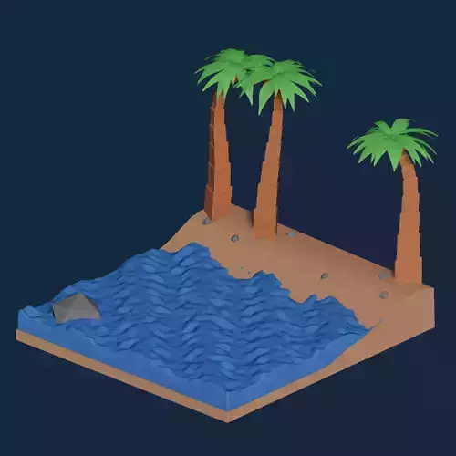 Beach island with palm trees and water