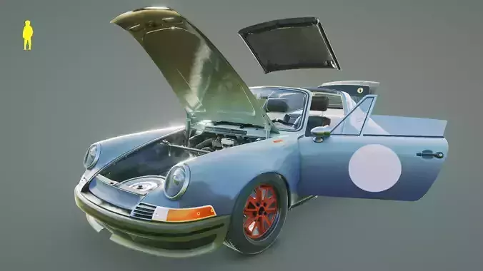 Porsche 911 Backdate Targa Low-poly 3D model