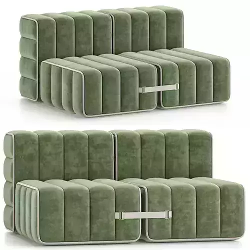 Curt Set 5 e g Flexible 2 seater with armrests Barcelona Low-poly 3D model