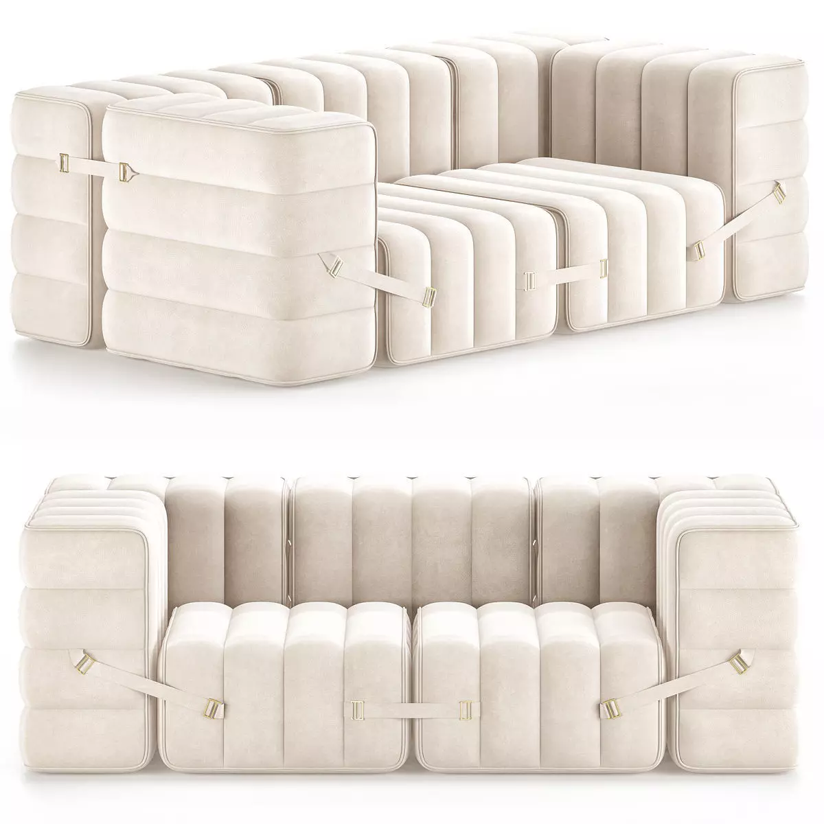 Curt Set 5 e g Flexible 2 seater with armrests Barcelona Low-poly 3D model_0