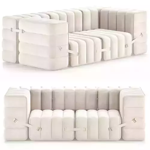 Curt Set 5 e g Flexible 2 seater with armrests Barcelona Low-poly 3D model