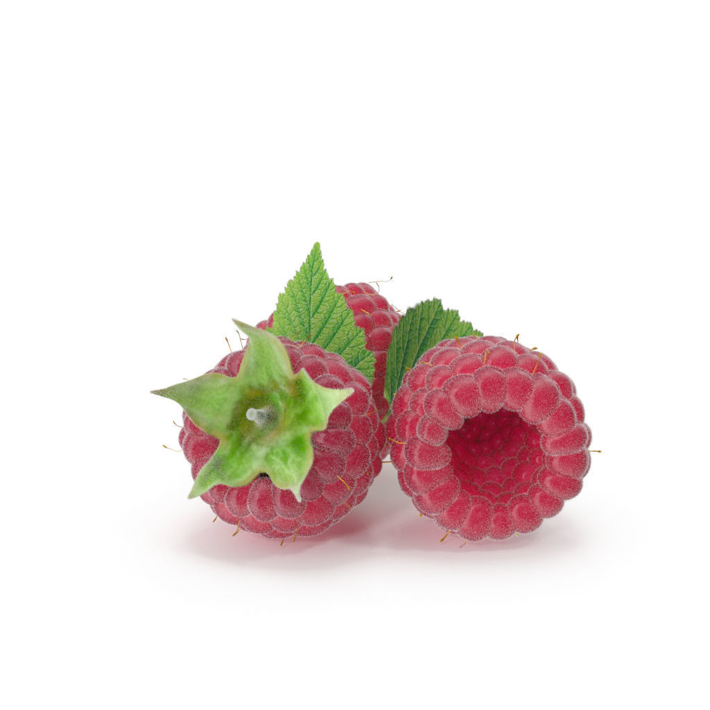 Raspberry three raspberries 3D model_1
