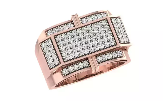 Gents Groom Mens Diamond Band Ring 3dm stl render details 3D print model