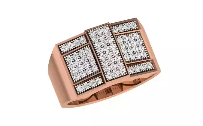 Gents Groom Mens Diamond Band Ring 3dm stl render details 3D print model