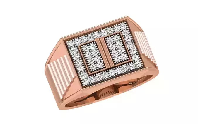 Gents Groom Mens Diamond Band Ring 3dm stl render details