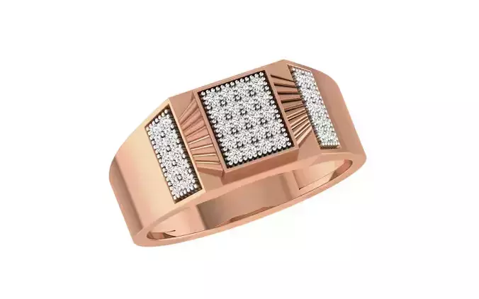 Gents Groom Mens Diamond Band Ring 3dm stl render details