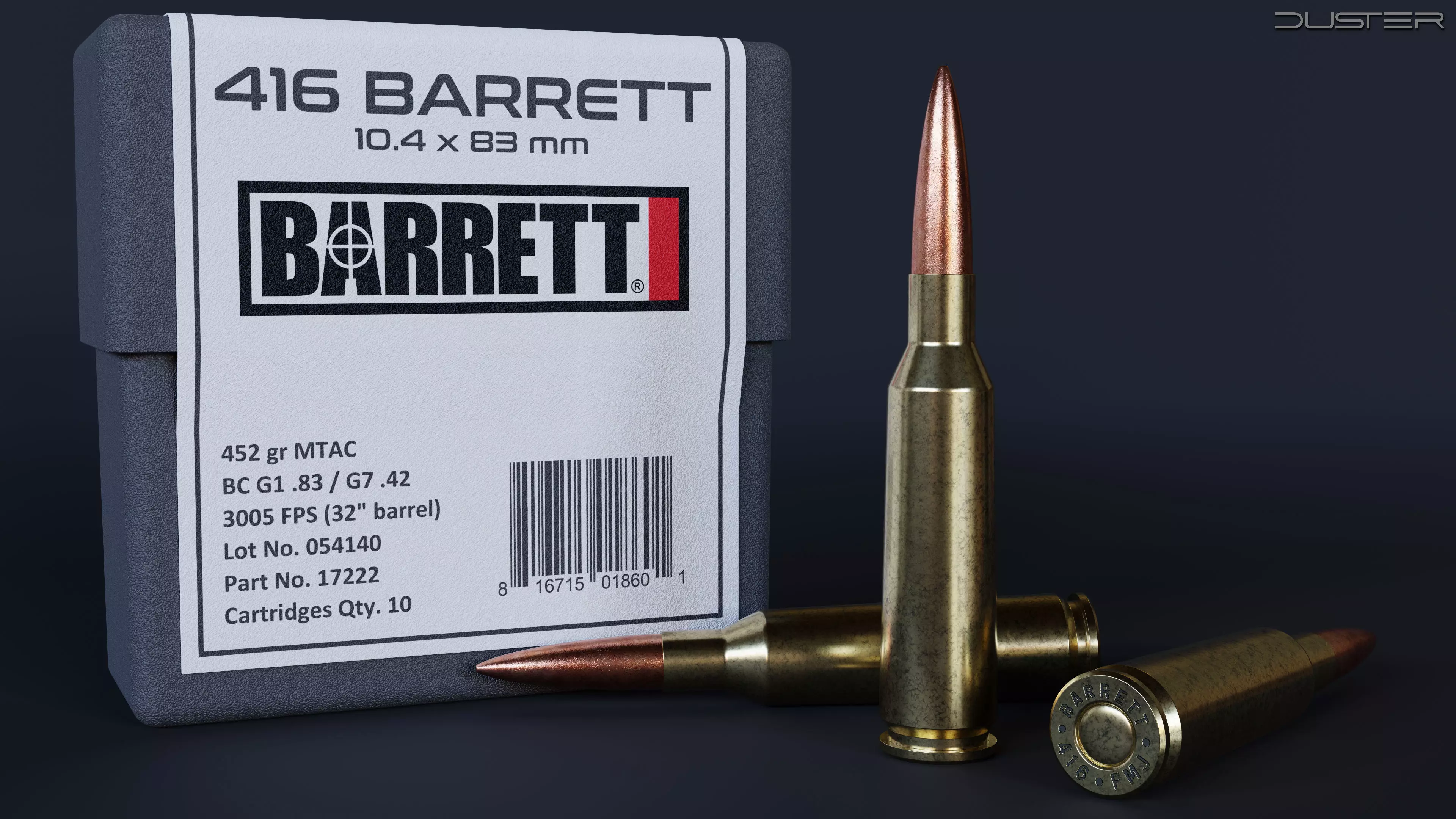 Bullet and Box - Barrett Low-poly 3D model_0