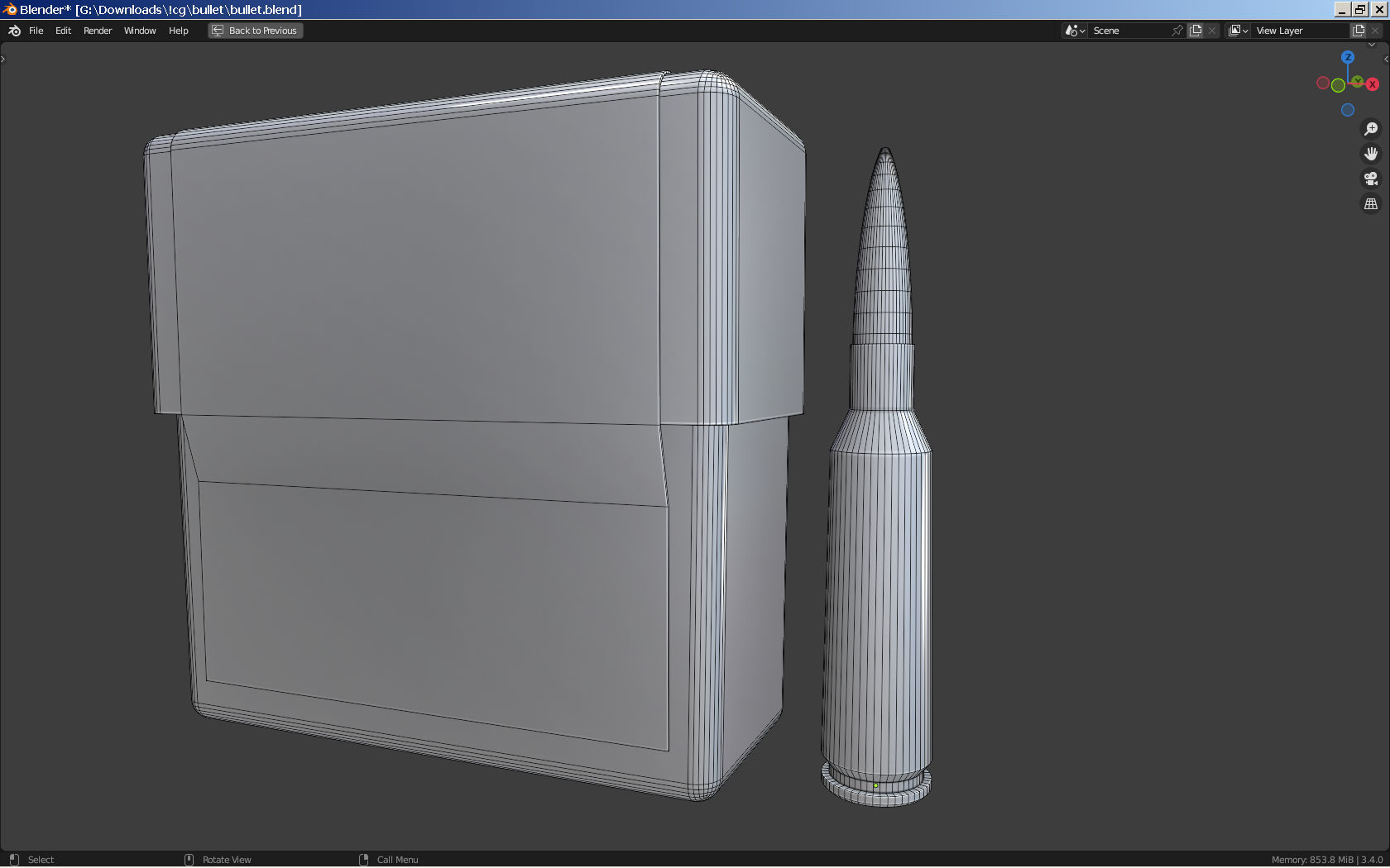 Bullet and Box - Barrett Low-poly 3D model_1